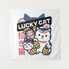 Tapete De Parede Lucky Cat Maneki Neko – Japanese Fortune Cat 
