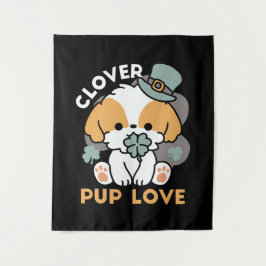 Tapete De Parede Lucky Pup com Clover - Rua. Presente no Dia de Pat
