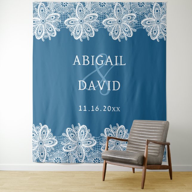 Tapete De Parede Lugar Branco sobre Plano Azul de Casamento (In Situ)