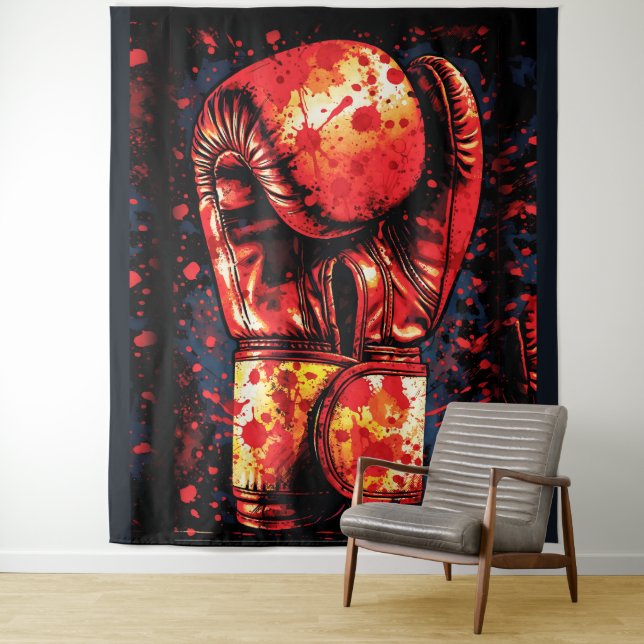 Tapete De Parede Luvas de Boxe Vermelhas Manchadas de Sangue Arte D (In Situ)
