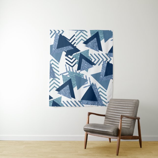Tapete De Parede Luxo Abstrato dos Anos 80 | Formas Turquesa e Azul (In Situ)