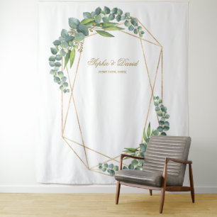 Tapete De Parede Luxuoso Flor de Eucalipto Quadro Dourado Adorno de