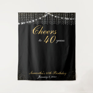 Tapete De Parede Luzes de Corda de Aniversário Personalizadas Fundo