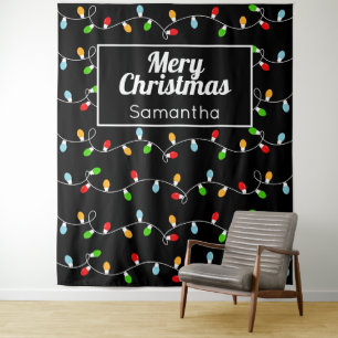 Tapete De Parede Luzes de Natal com Monograma Personalizado
