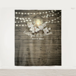 Tapete De Parede Luzes de String com Lanternas de Magnólia em Madei