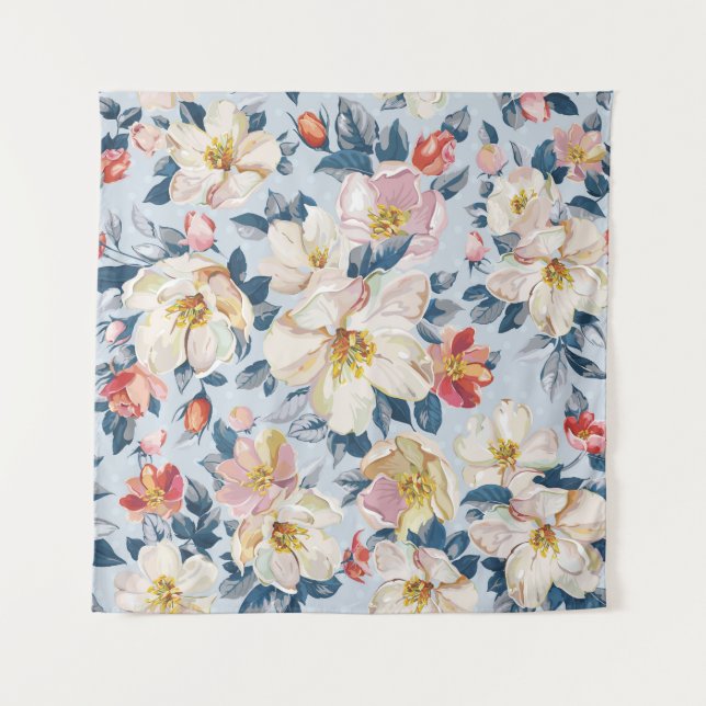 Tapete De Parede Maçaneira florescente, padrão de elegância. (Frente)