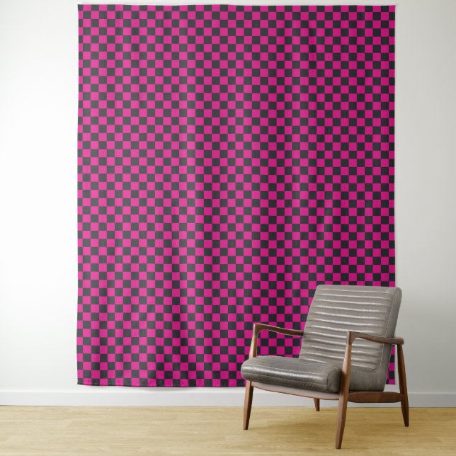 Tapete De Parede Magenta and smoke checkerboard pattern (In Situ)