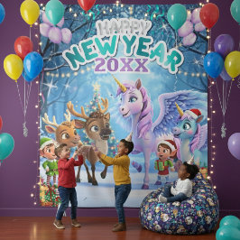 Tapete De Parede Magical Unicorn & Reindeer Kids New Year