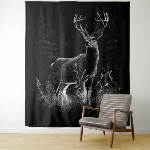 Tapete De Parede Maiestoso cervo na natureza - Arte Preta e Branca