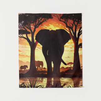 Tapete De Parede Majestic Elephant at Sunset in the African Savanna