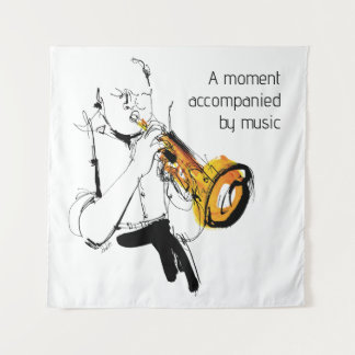 Tapete De Parede Man Playing Trumpet - Jazz Music Art