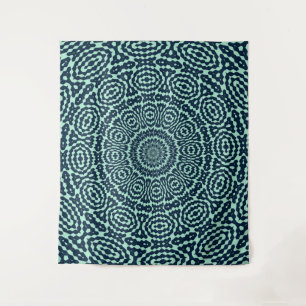 Tapete De Parede Mandal Geométrico Kaleidoscópio Azul Marinheiro e