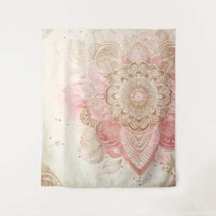 Tapete De Parede Mandala Boêmio Boho Rosa Marrom Creme Moda