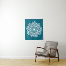 Mandala Branco em Fundo Azul