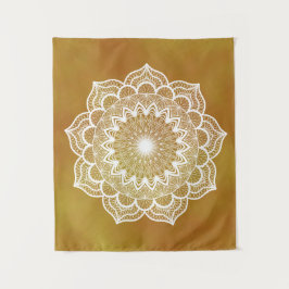 Tapete De Parede Mandala Branco em Fundo Dourado