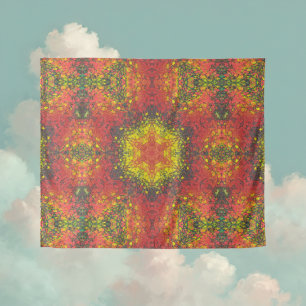 Tapete De Parede Mandala digital amarelo vermelho e preto