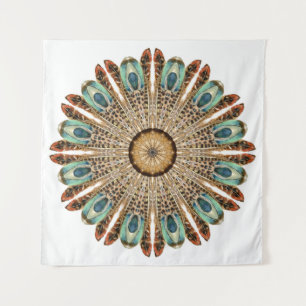 Tapete De Parede Mandala Feather Watercolor: Design de rendas natur