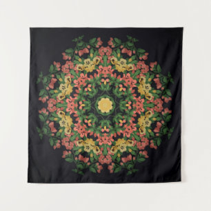 Tapete De Parede Mandala Floral: vermelha, vindima amarela.