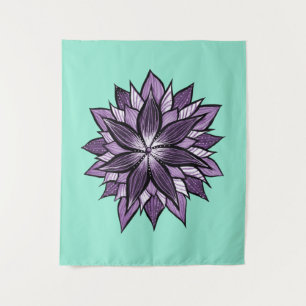 Tapete De Parede Mandala roxa como a flor abstrata tirada tinta