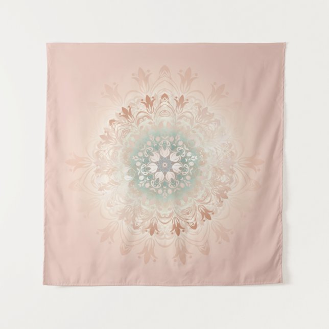 Tapete De Parede Mandalala Floral Rosa Dourado (Frente)