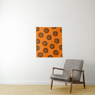 Tapete De Parede Mandarim Sonha Padrão Laranja e Preto