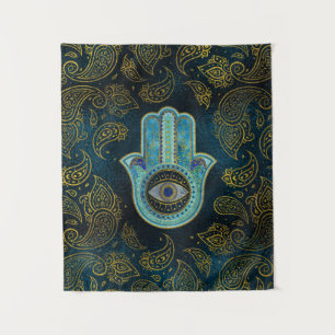 Tapete De Parede Mão decorativa de Hamsa com fundo de paisley
