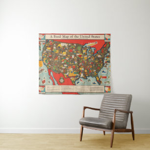 Tapete De Parede Mapa da comida dos Estados Unidos