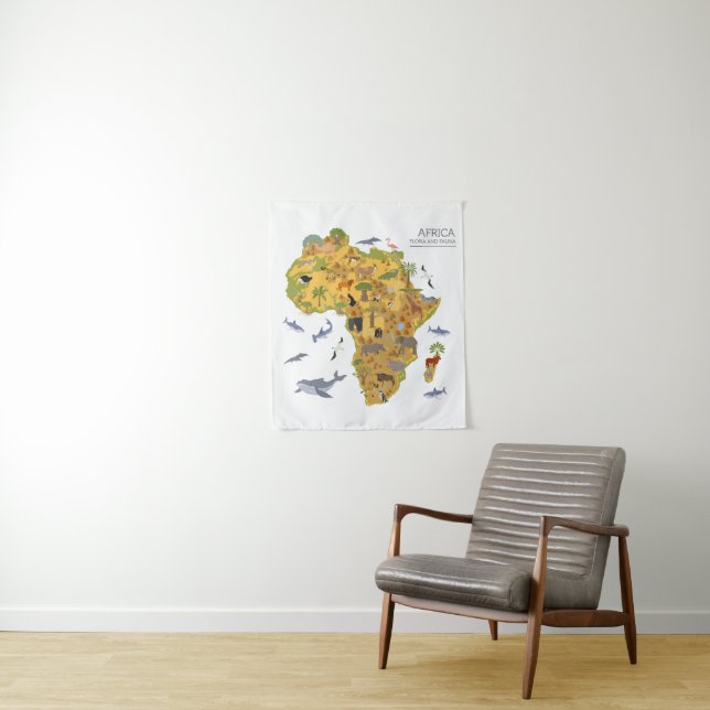 Tapete De Parede Mapa da flora & da fauna de África | (In Situ)