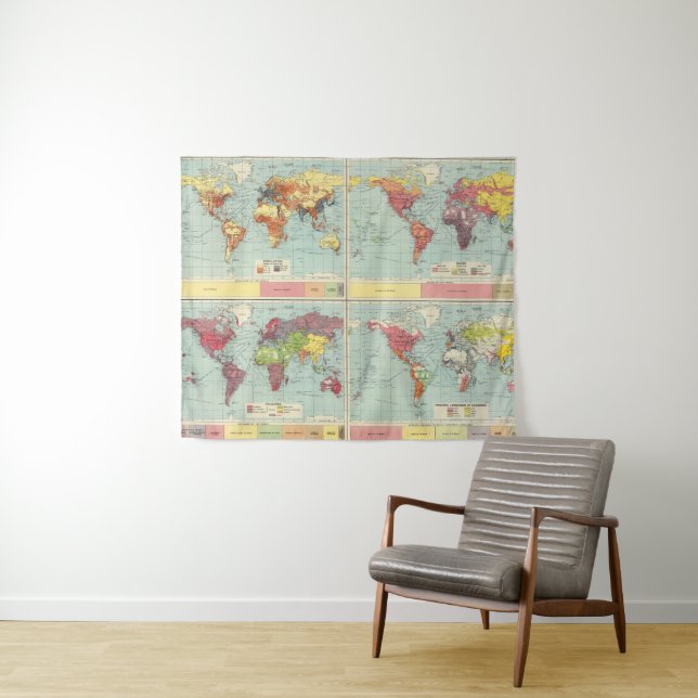 Tapete De Parede Mapa da população de mundo (In Situ (Horizontal))