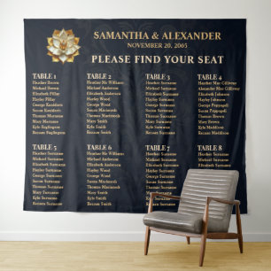 Tapete De Parede Mapa de Assentos de Casamento Ouro Preto Elegante