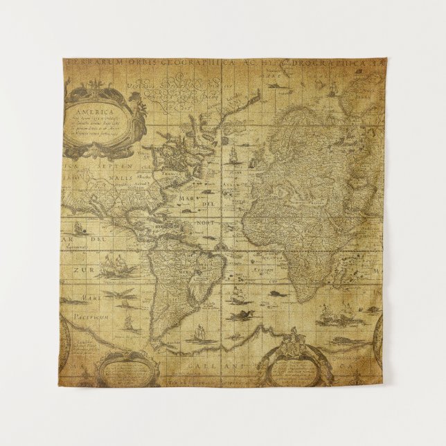 Tapete De Parede mapa de colheita do mundo 1635 (Frente)