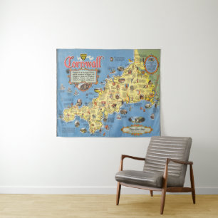 Tapete De Parede Mapa de Cornualha, Inglaterra