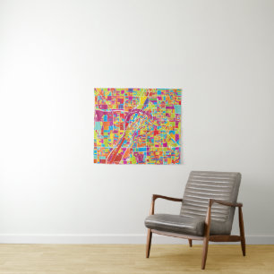 Tapete De Parede Mapa de Las Vegas colorido, Nevada