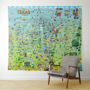 Tapete De Parede Mapa Divertido do Texas