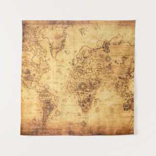 Tapete De Parede Mapa do Mundo Antigo: Vintagem do Pergaminho Armaz