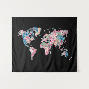Tapete De Parede Mapa do Mundo Floral