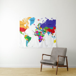 Tapete De Parede Mapa do mundo político colorido