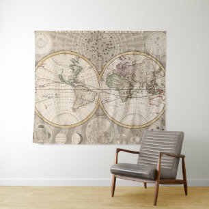 Tapete De Parede Mapa do vintage do mundo (1687)