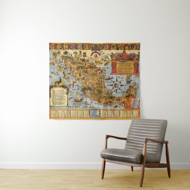 Tapete De Parede Mapa dos estados mexicanos unidos (In Situ (Horizontal))