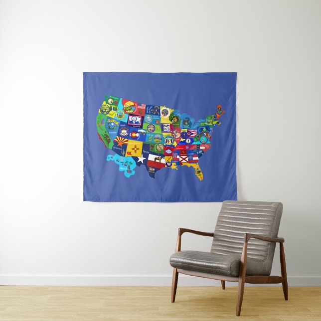 Tapete De Parede Mapa dos EUA (In Situ (Horizontal))