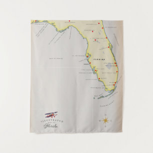 Tapete De Parede Mapa ilustrado da Flórida