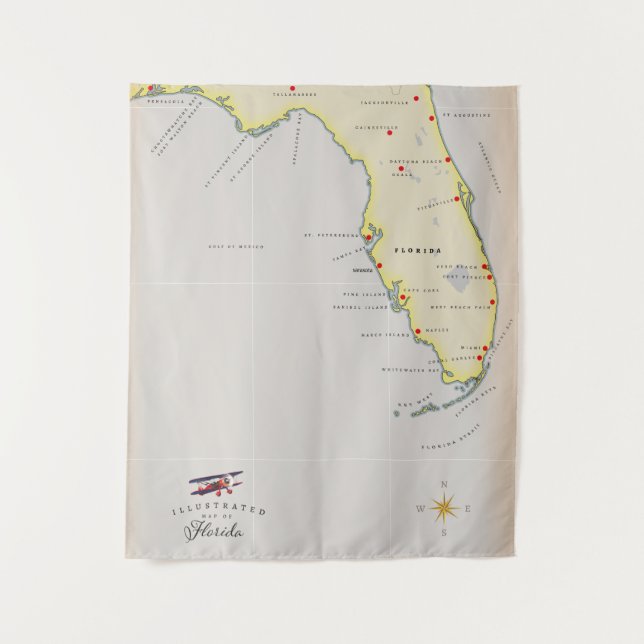 Tapete De Parede Mapa ilustrado da Flórida (Frente)