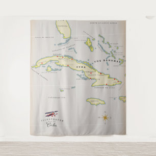 Tapete De Parede Mapa ilustrado de Cuba