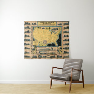 Tapete De Parede Mapa locomotivo dos Estados Unidos