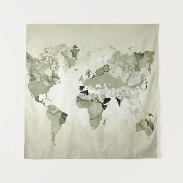 Tapete De Parede Mapa Mundial Verde Claro Design 123 (Frente)