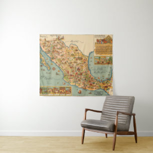 Tapete De Parede Mapa pictórico de México