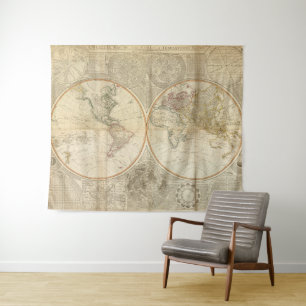 Tapete De Parede Mapa Vintage do Mundo (1799) 2