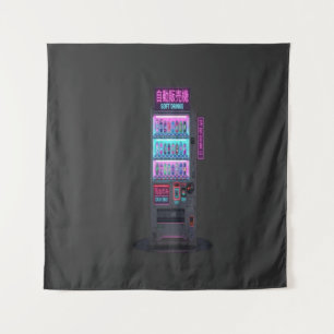 Tapete De Parede Máquina de Venda Japonesa Cyberpunk Pixel Art
