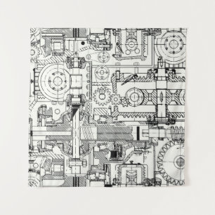 Tapete De Parede Máquinas Técnicas Sem Costura.