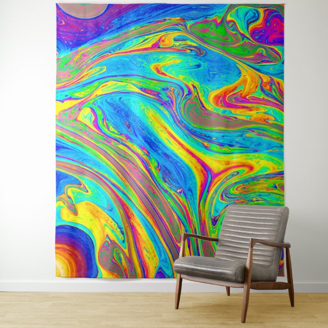 Tapete De Parede Marble Rainbow Swirls Bright e Beauely (In Situ)